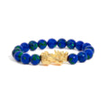 18K Yellow Gold Azurite Beaded Dragon Charm Bracelet