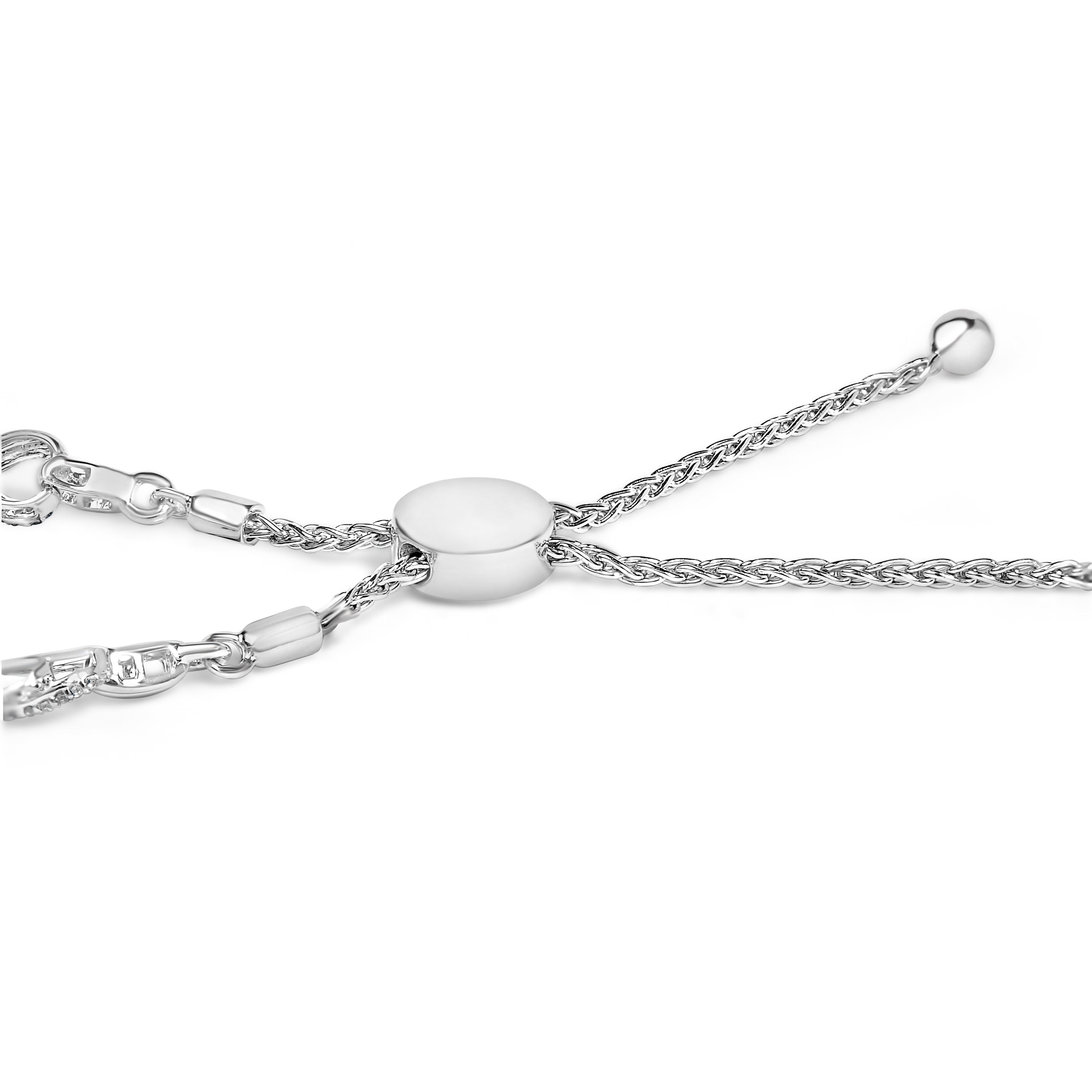 .925 Sterling Silver 1/2 Cttw Diamond Infinity Link Bolo Bracelet