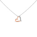 14K Rose Gold Plated Sterling Silver 1/10 Cttw Diamond Open Heart Pendant Necklace