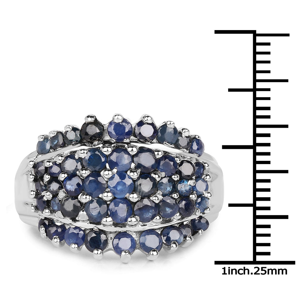 2.70 Carat Genuine Blue Sapphire .925 Sterling Silver Ring