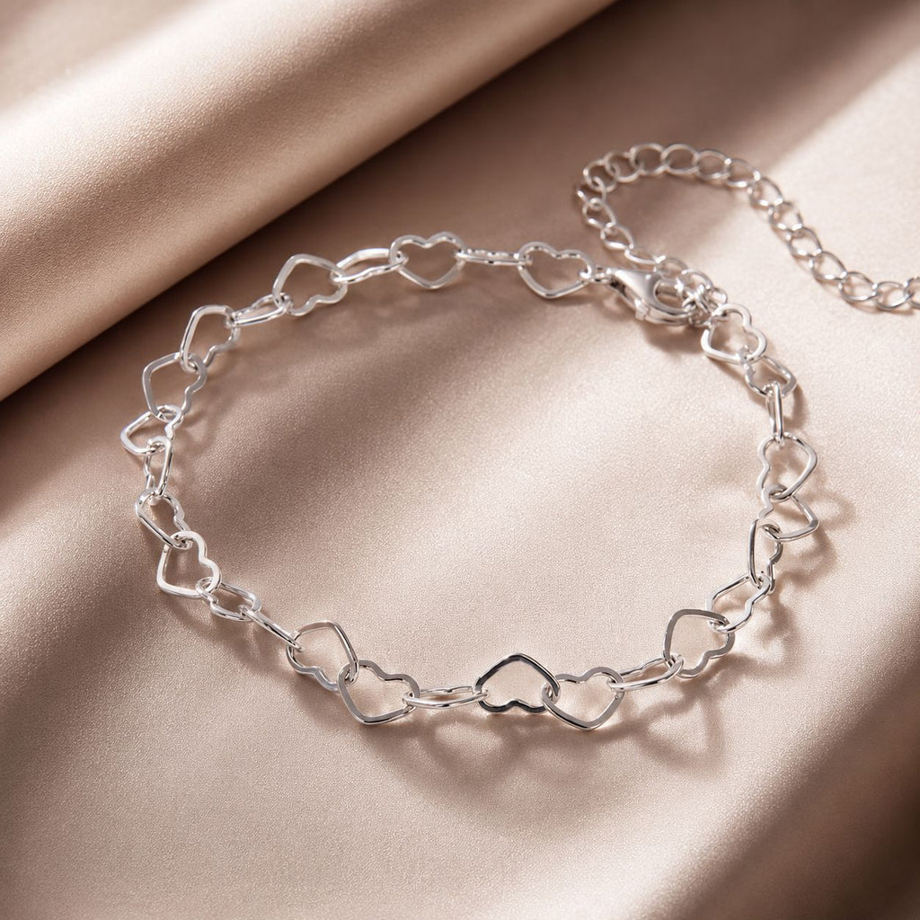 925 Sterling Silver Plated White Gold Adjustable Bracelet for Women