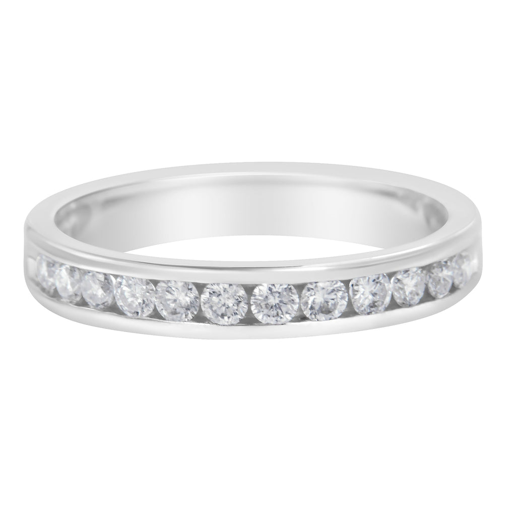 14K White Gold 1/2 cttw Diamond Band Ring (I-J Color, I2-I3 Clarity) - Size 7
