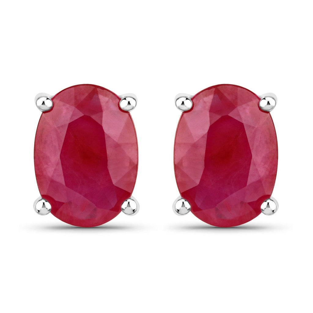 1.70 Carat Genuine Ruby 14K White Gold Earrings
