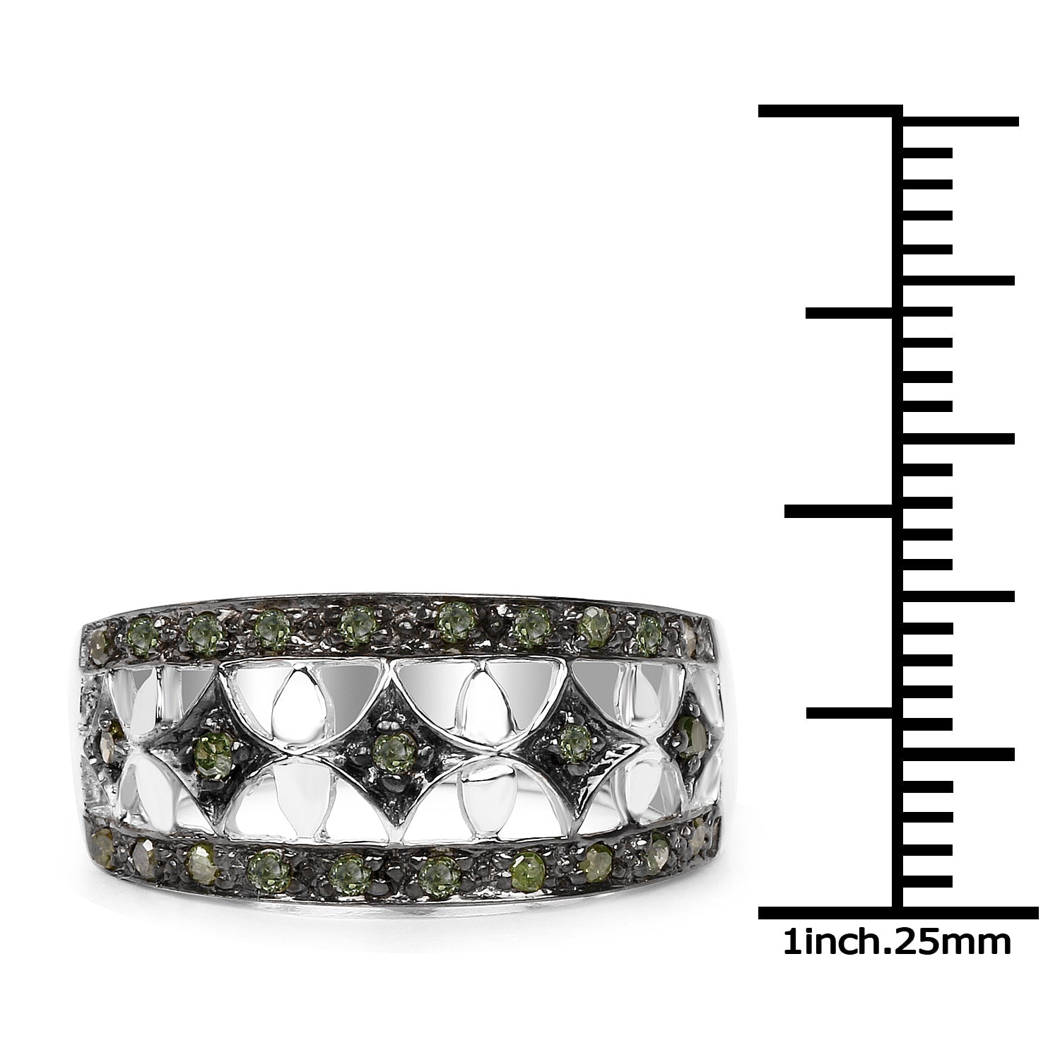 0.32 Carat Genuine Green Diamond .925 Sterling Silver Ring