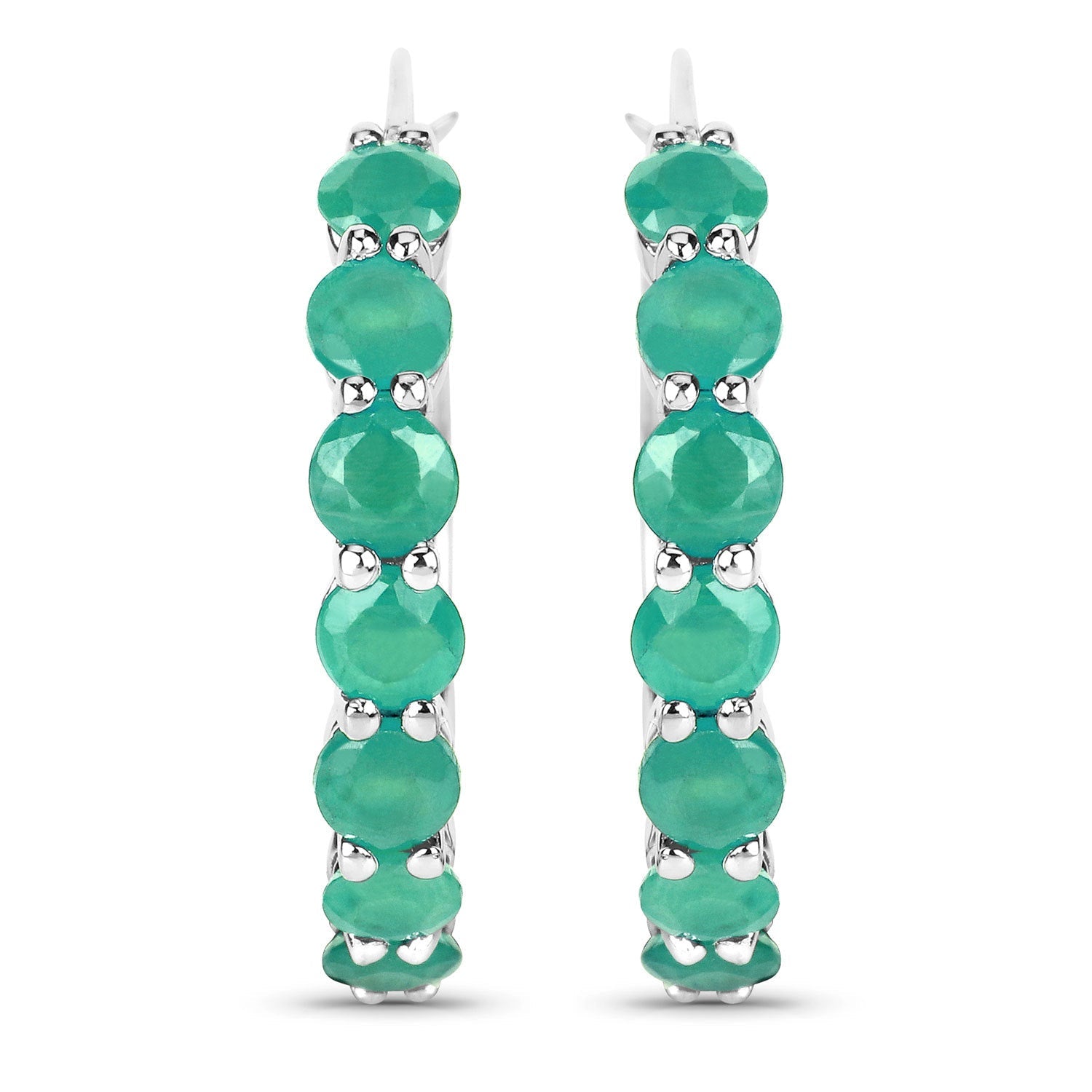 2.38 Carat Genuine Emerald .925 Sterling Silver Earrings