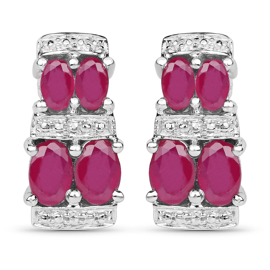3.20 Carat Glass Filled Ruby .925 Sterling Silver Earrings