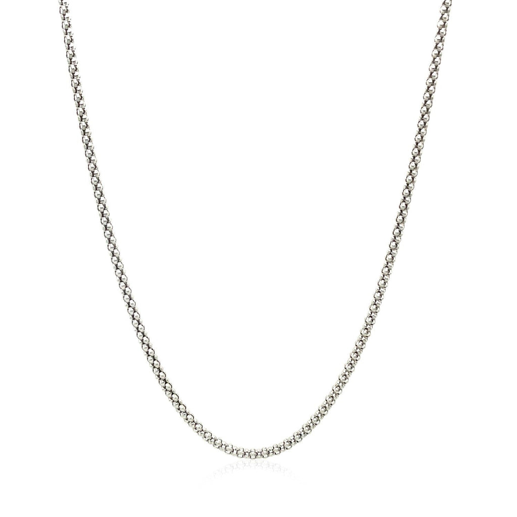 Rhodium Plated 1.8mm Sterling Silver Popcorn Style Chain