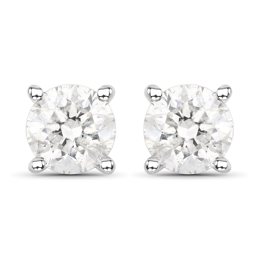 0.80 Carat Genuine White Diamond 14K White Gold Earrings