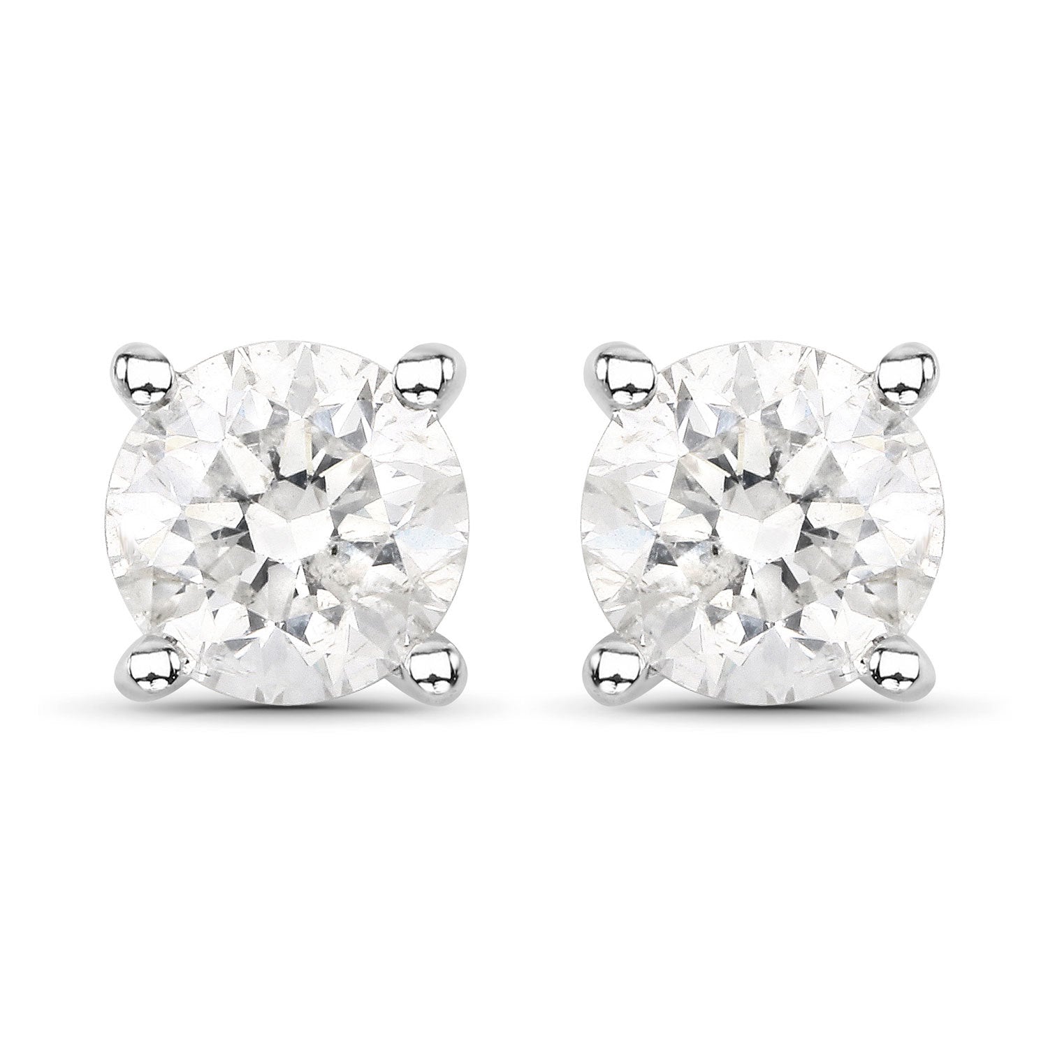 0.80 Carat Genuine White Diamond 14K White Gold Earrings
