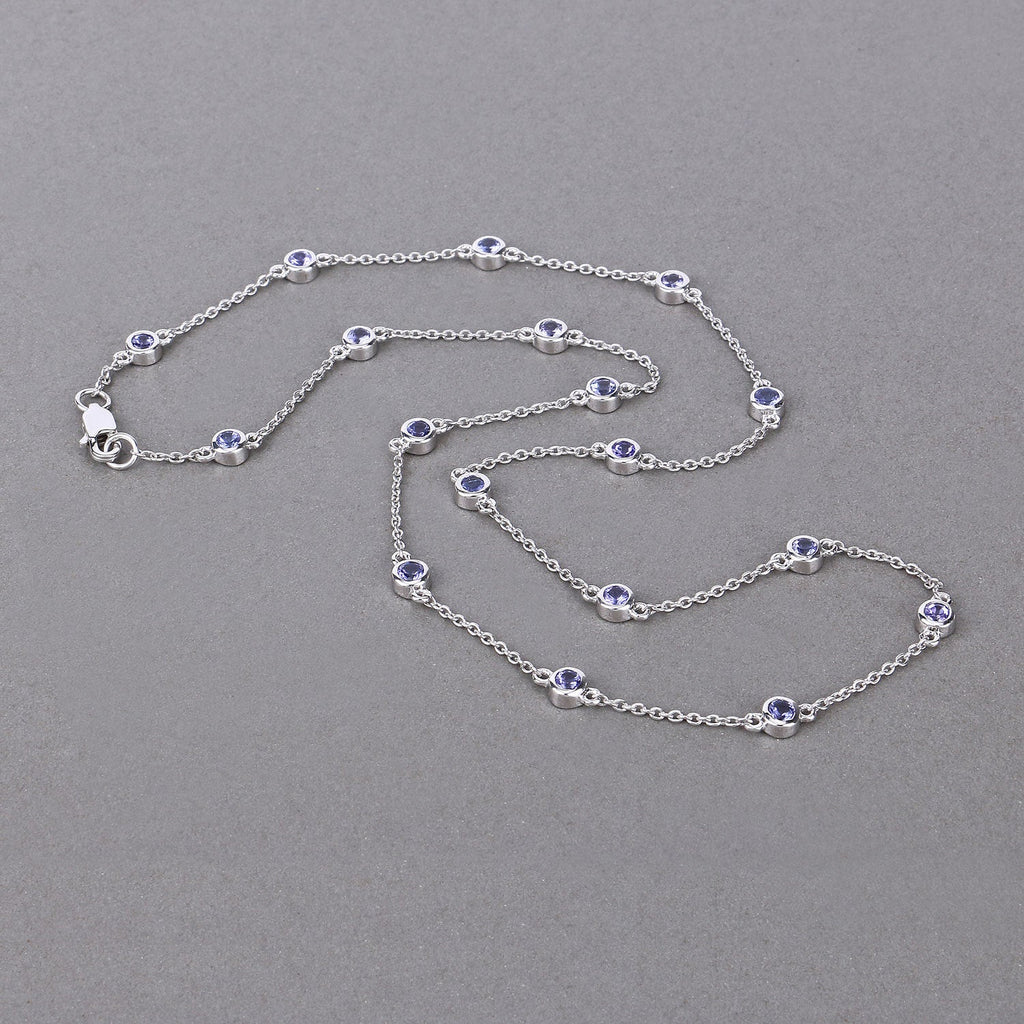 1.80 Carat Genuine Tanzanite .925 Sterling Silver Necklace