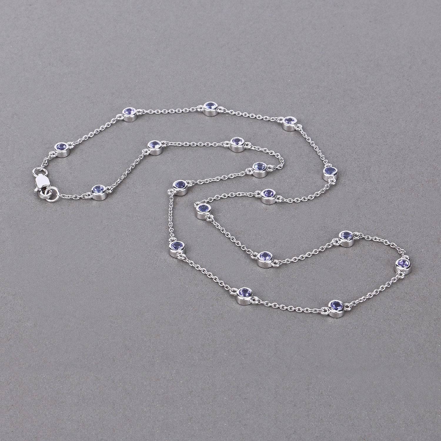 1.80 Carat Genuine Tanzanite .925 Sterling Silver Necklace