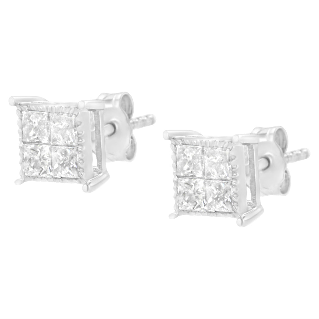 Sterling Silver 3/4 cttw Composite Diamond Stud Earrings (I-J, I2-I3)