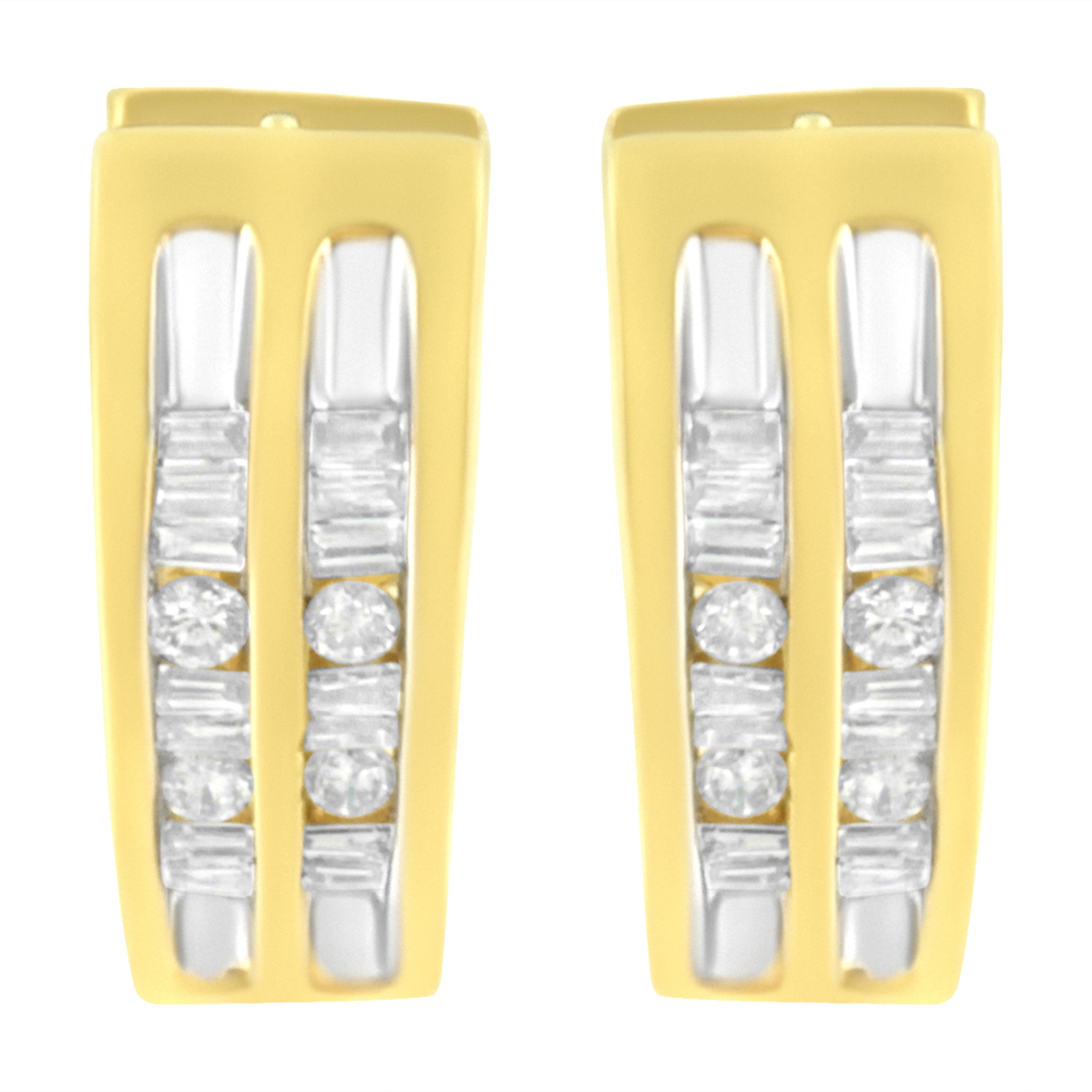10K Yellow Gold 1/2 cttw Diamond Huggy Heart Hoop Earrings (I-J Clarity, I2-I3 Color)