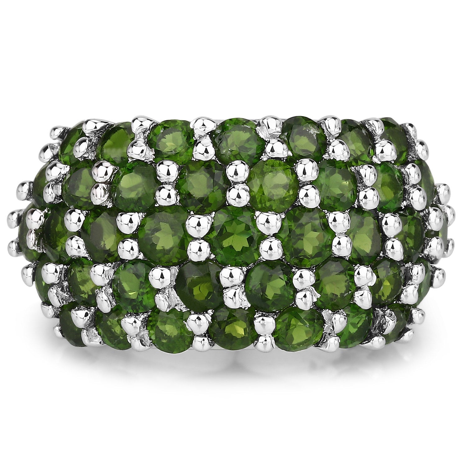 5.04 Carat Genuine Chrome Diopside .925 Sterling Silver Ring