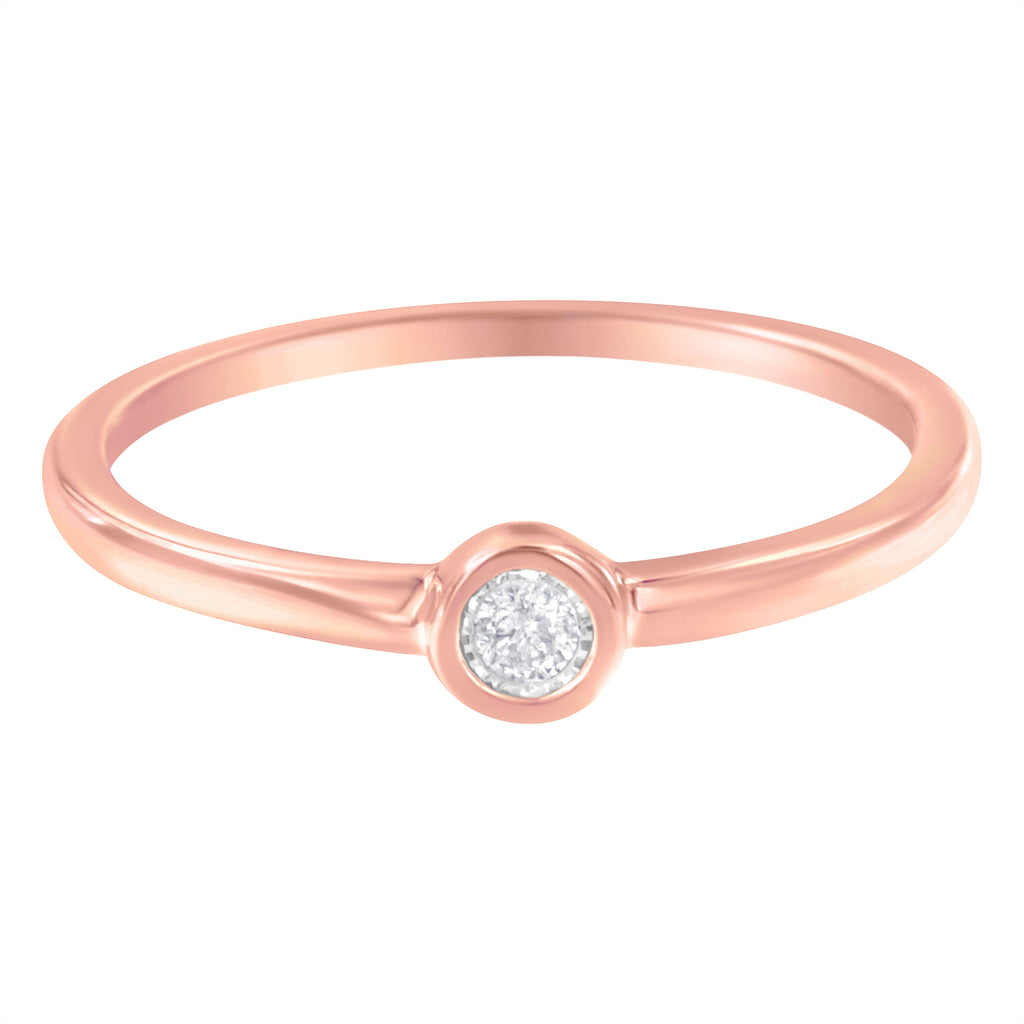 14K Rose Gold Plated .925 Sterling Silver Miracle Set Diamond Ring (1/20 Cttw, J-K Color, I1-I2 Clarity) - Size 6