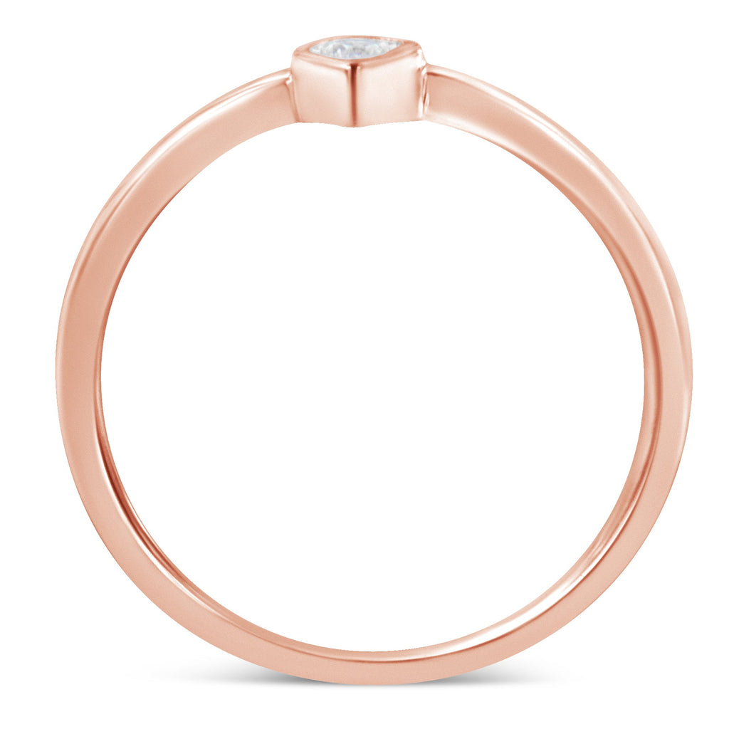 14K Rose Gold Plated .925 Sterling Silver 1/20 Carat Diamond Teardrop Pear-Shaped Miracle Set Petite Fashion Ring (J-K Color, I1-I2 Clarity) - Size 6