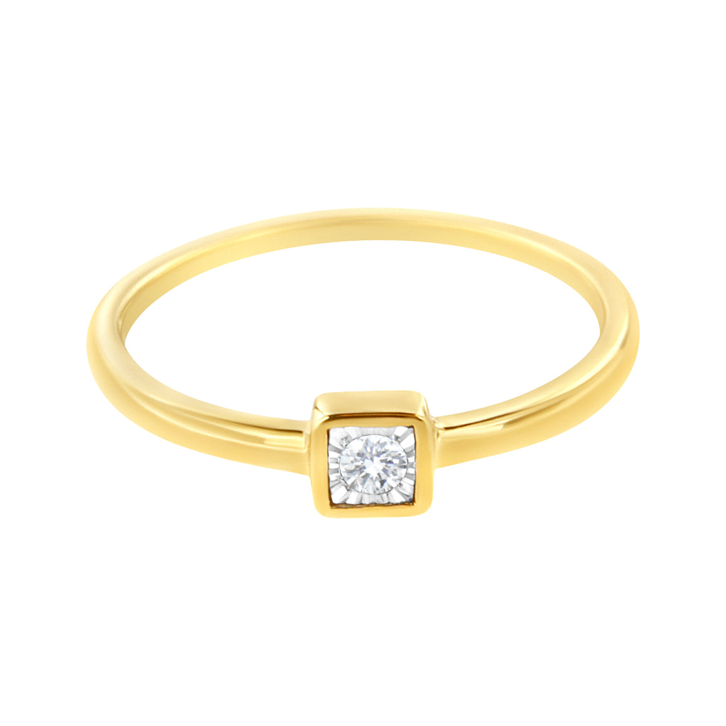 14K Yellow Gold Plated .925 Sterling Silver 1/20 cttw Miracle Set Diamond Promise Ring (J-K Color, I1-I2 Clarity) - Size 6
