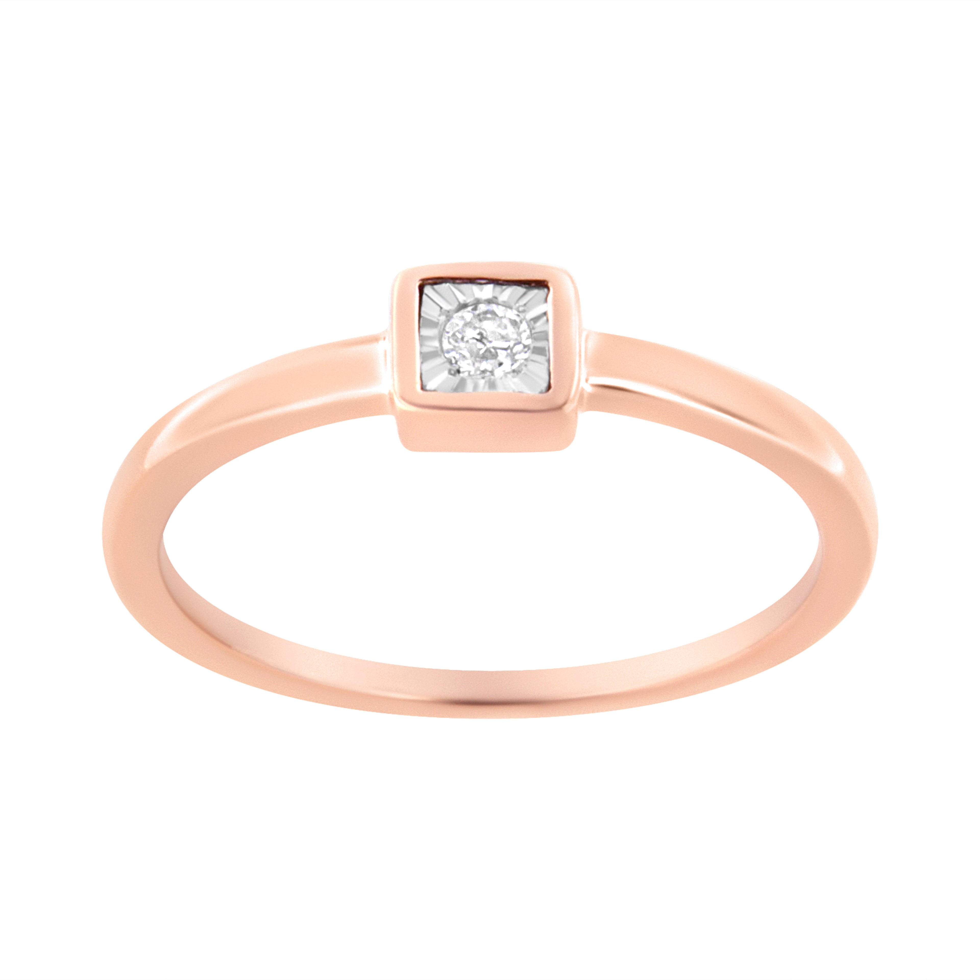 14K Rose Gold Plated .925 Sterling Silver 1/20 cttw Miracle Set Diamond Promise Ring (J-K Color, I1-I2 Clarity) - Size 6
