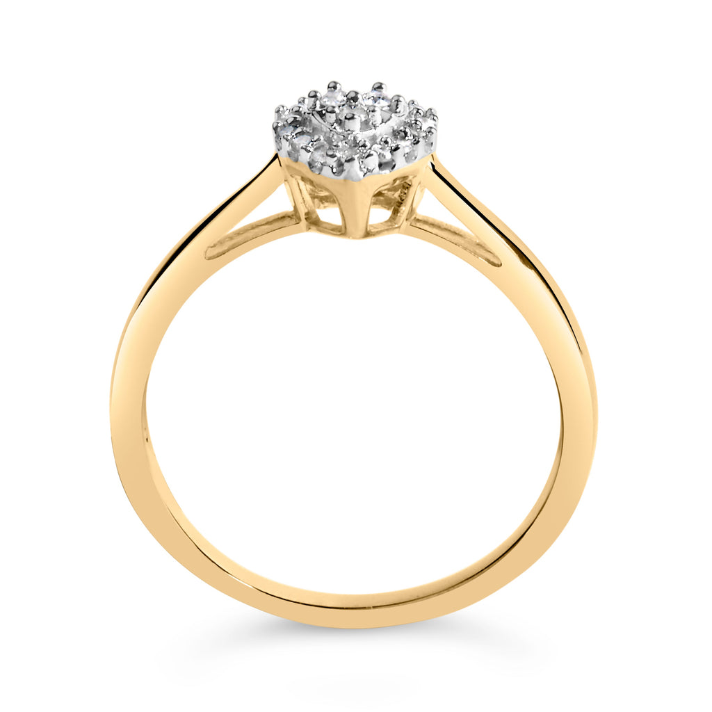 10K Yellow Gold 1/10 Cttw Diamond Heart and Halo Promise Ring