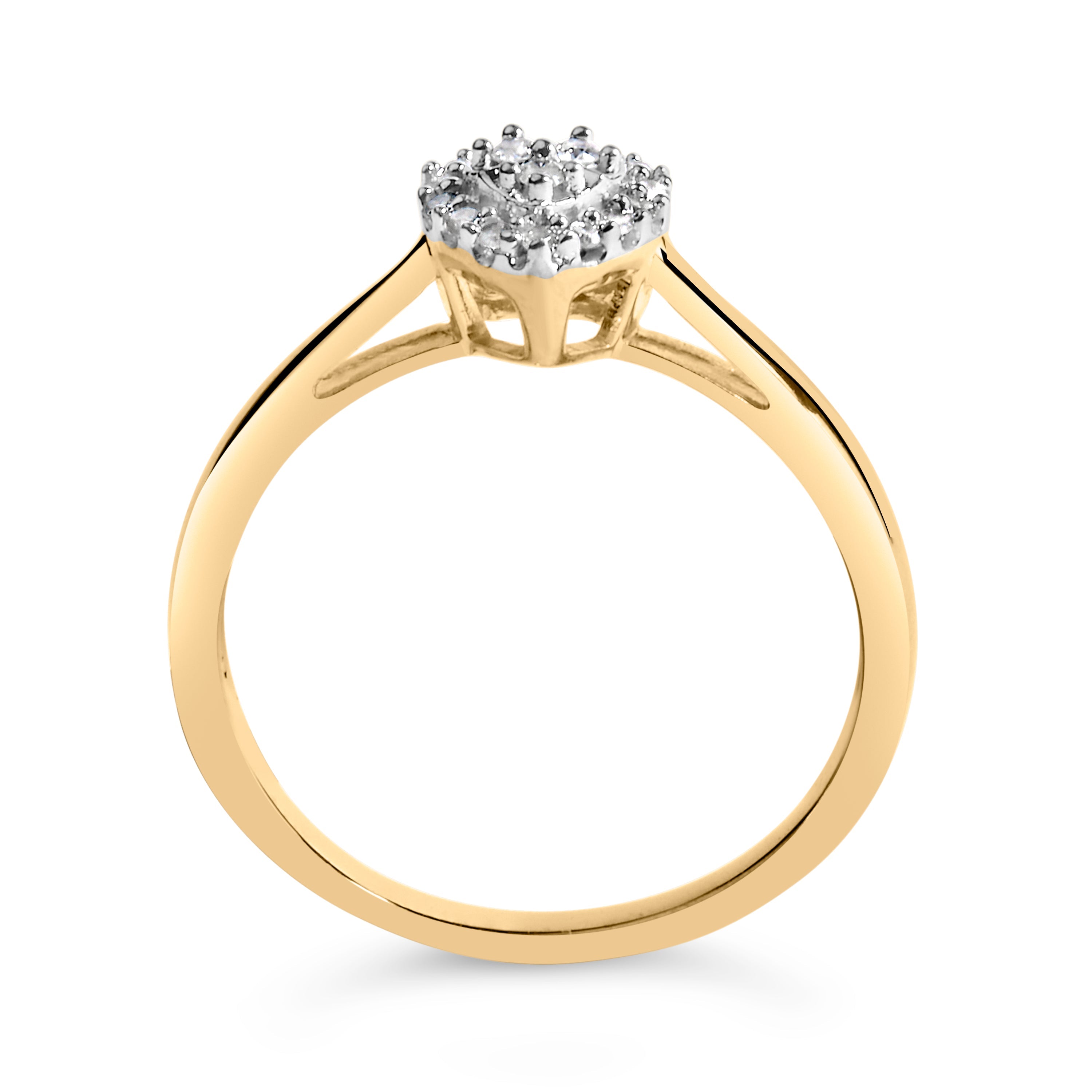 10K Yellow Gold 1/10 Cttw Diamond Heart and Halo Promise Ring