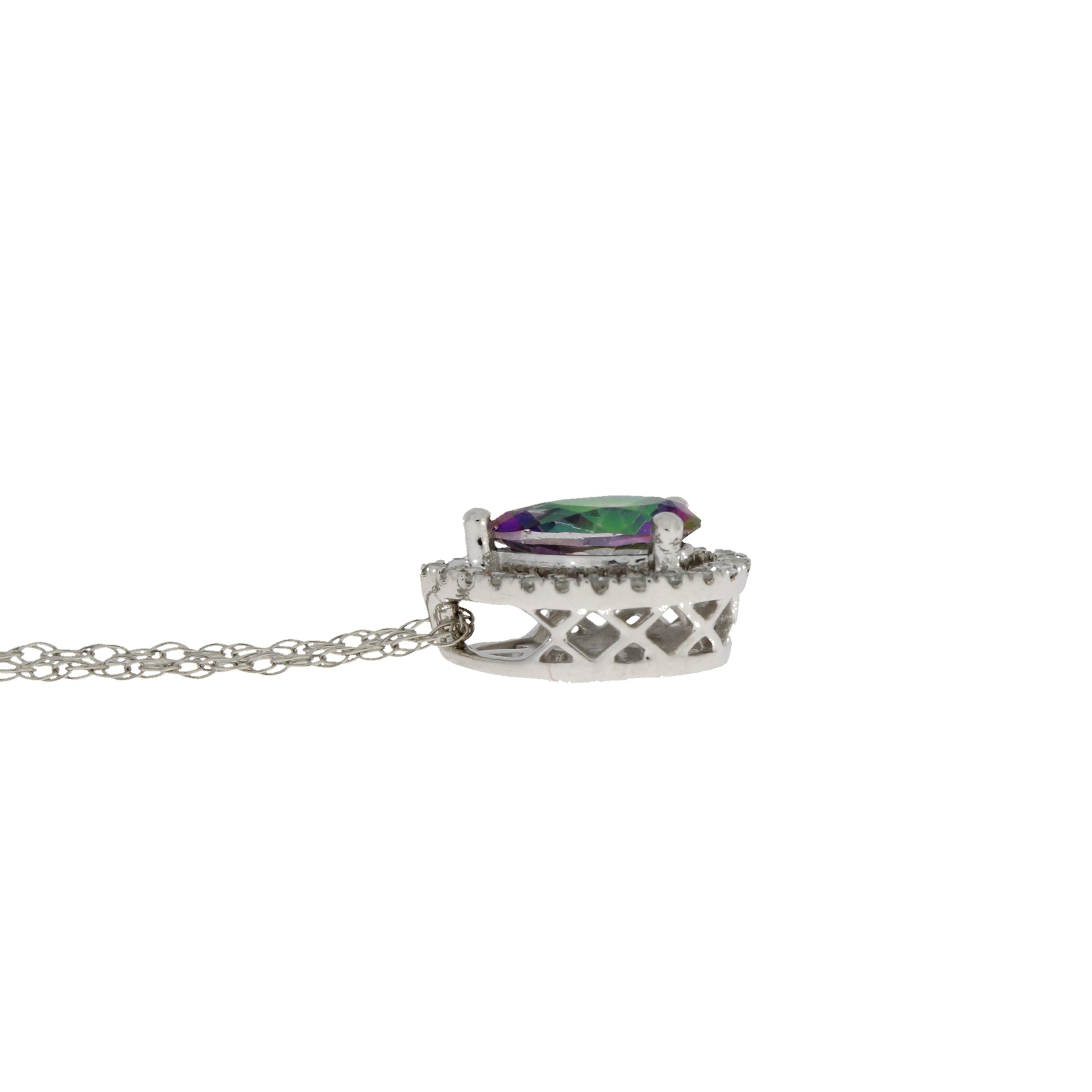Treated Topaz Diamond Fashion Pendants 14KT White Gold