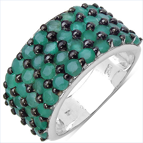 2.99 Carat Genuine Emerald .925 Sterling Silver Ring