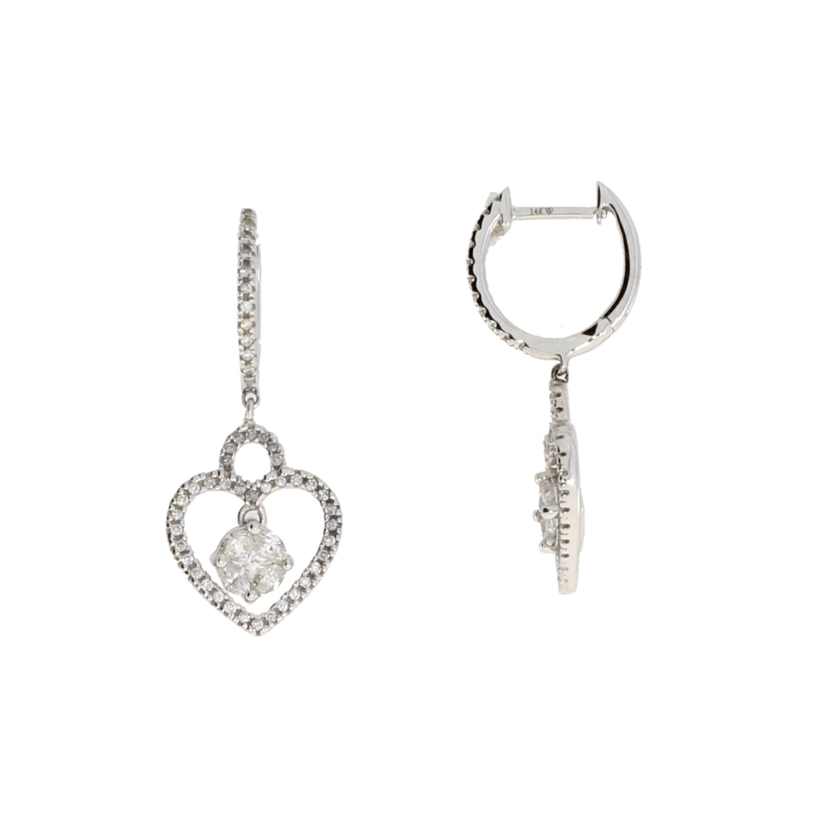 .50ct Diamond Dangle Earrings 14KT White Gold