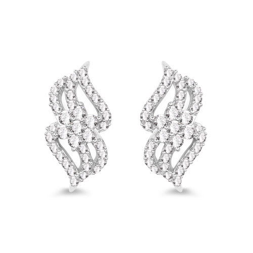 0.68 Carat Genuine White Diamond 14K White Gold Earrings (G-H Color, SI1-SI2 Clarity)