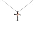 14K Rose Gold Plated Sterling Silver Black Rhodium Diamond Accent Heart Cross Pendant Necklace