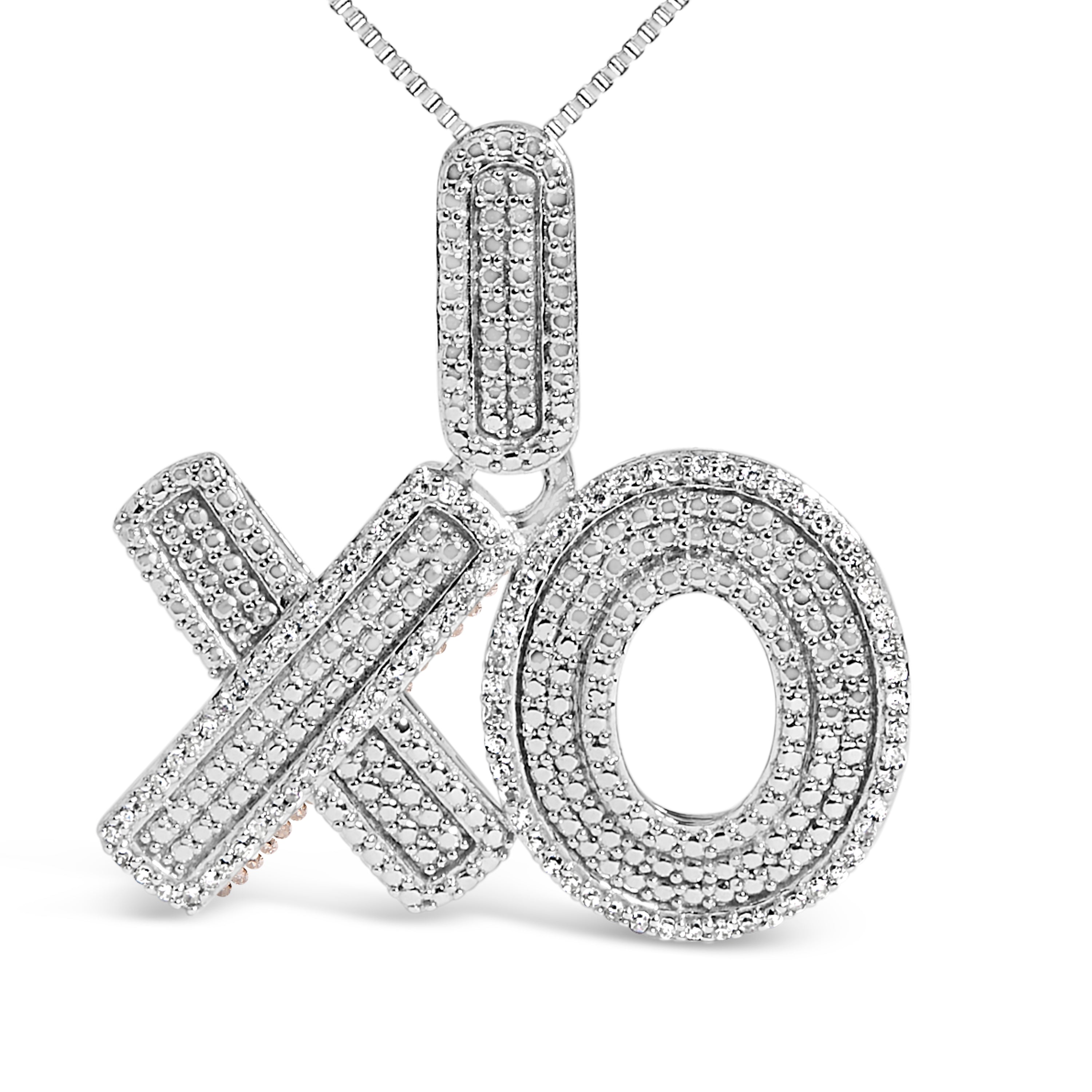 Sterling Silver 1/4 Cttw Diamond PavÃ© XO Pendant Necklace