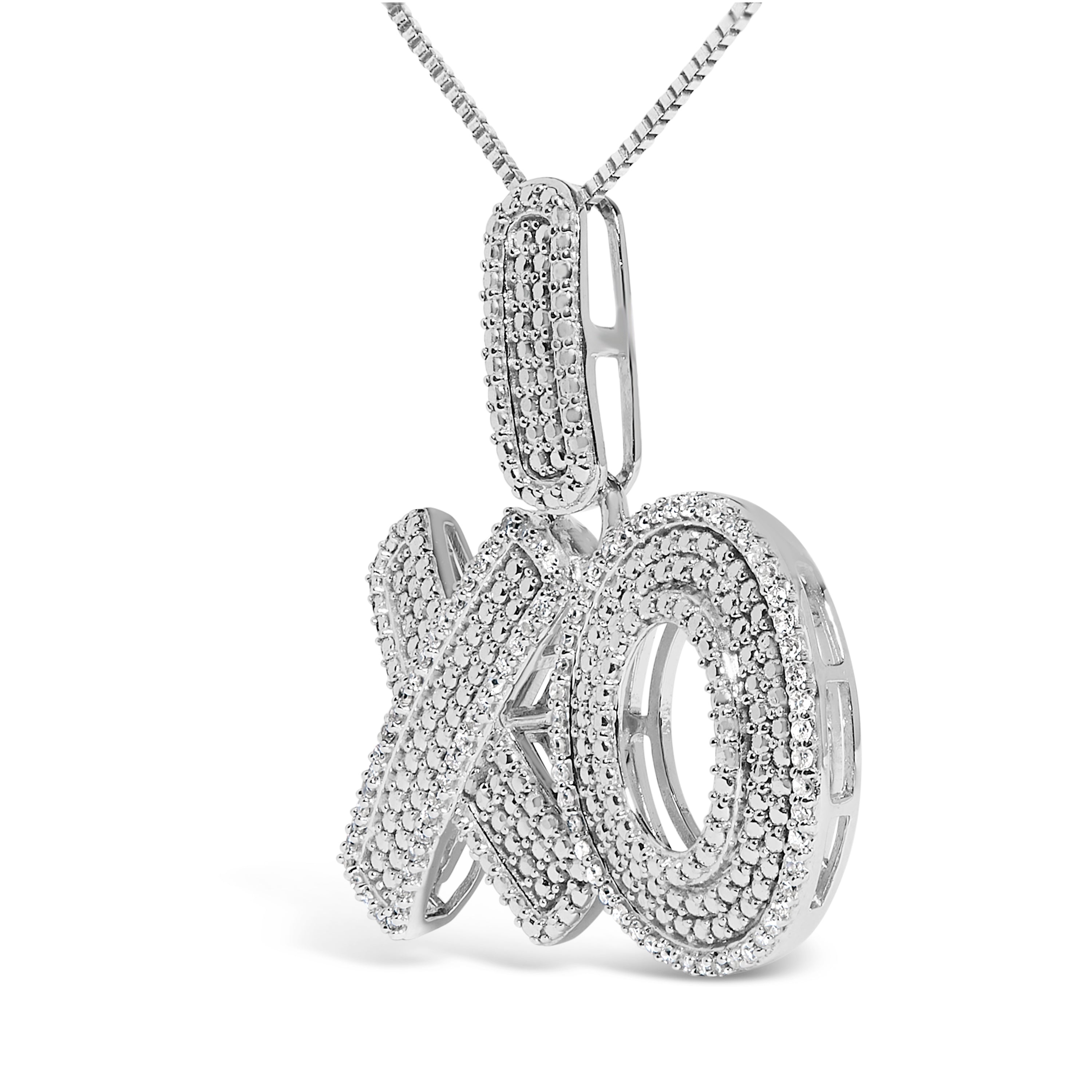 Sterling Silver 1/4 Cttw Diamond PavÃ© XO Pendant Necklace