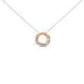 Tri Tone Sterling Silver 1/5 Cttw Diamond Interlocking Circle Pendant Necklace