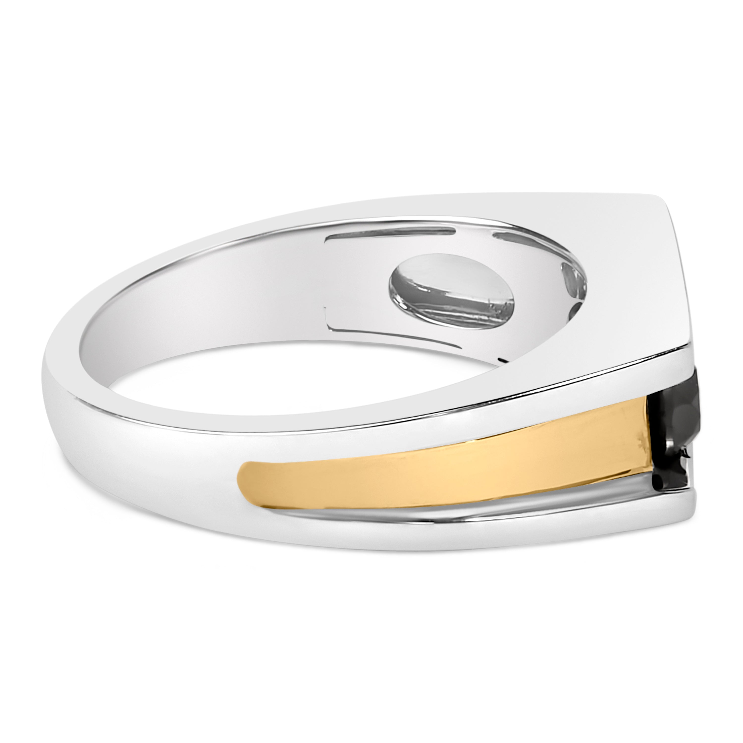 Men's 14K Yellow Gold Plated Sterling Silver 1-1/2 Cttw Black Diamond Channel Set Band Ring