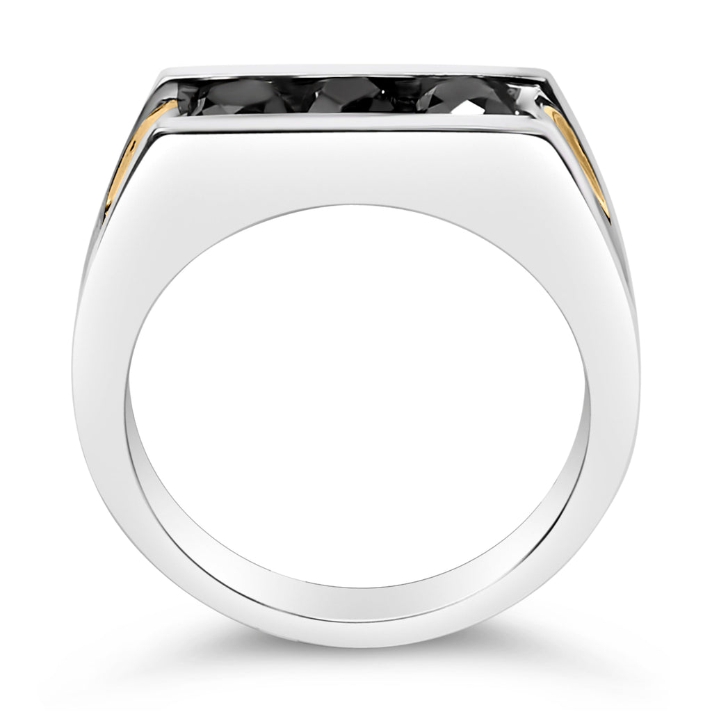 Men's 14K Yellow Gold Plated Sterling Silver 1-1/2 Cttw Black Diamond Channel Set Band Ring