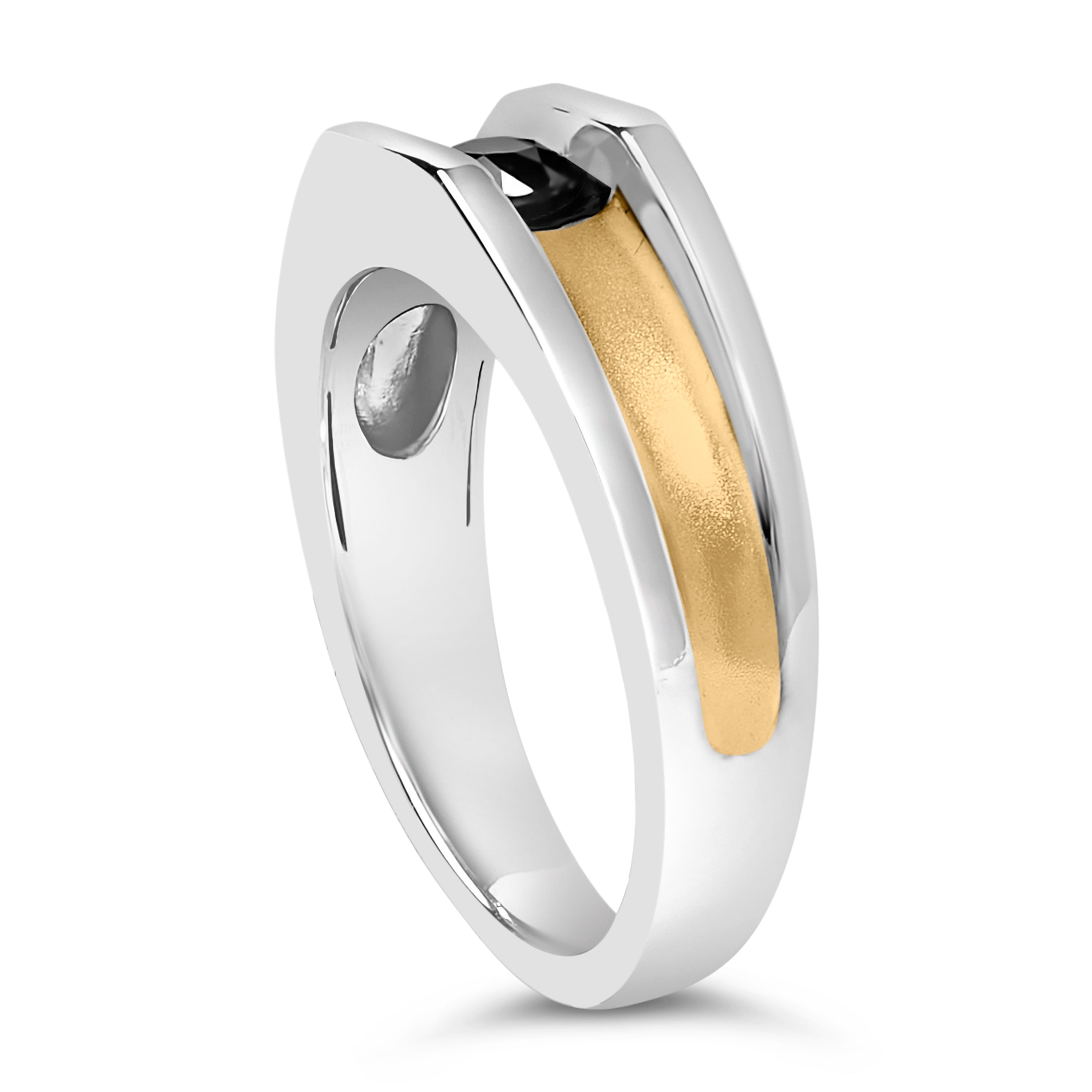 Men's 14K Yellow Gold Plated Sterling Silver 1/2 Cttw Black Diamond Band Ring