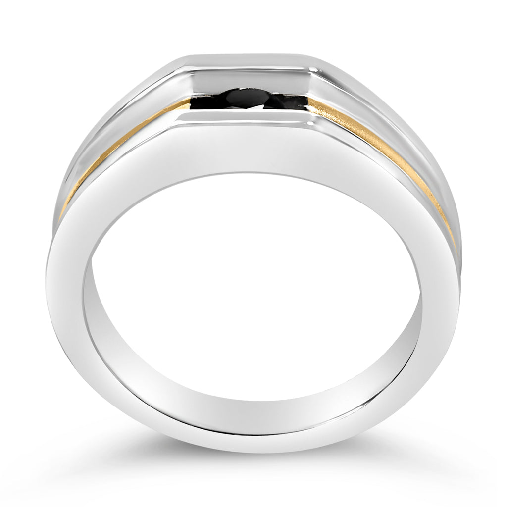 Men's 14K Yellow Gold Plated Sterling Silver 1/2 Cttw Black Diamond Band Ring