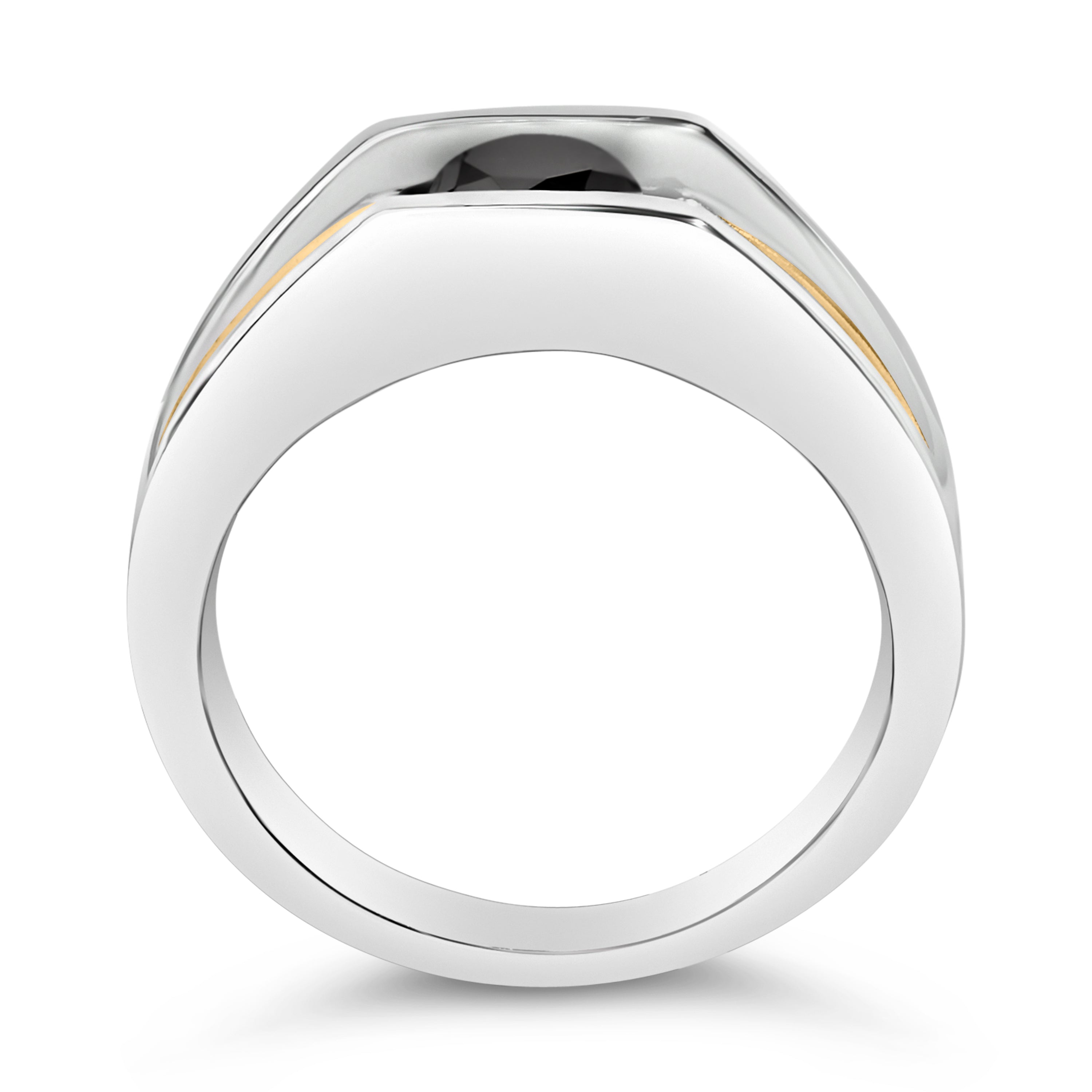 Men's 14K Yellow Gold Plated Sterling Silver 1.0 Cttw Round Black Diamond Band Ring