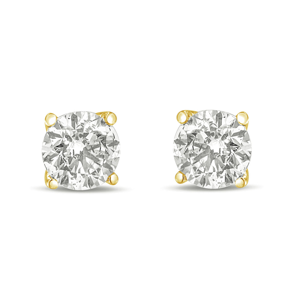 14K White Gold 1.0 Cttw Round Brilliant Cut Lab Grown White Diamond 4-Prong Classic Solitaire Stud Earrings (F-G Color, VS1-VS2 Clarity)