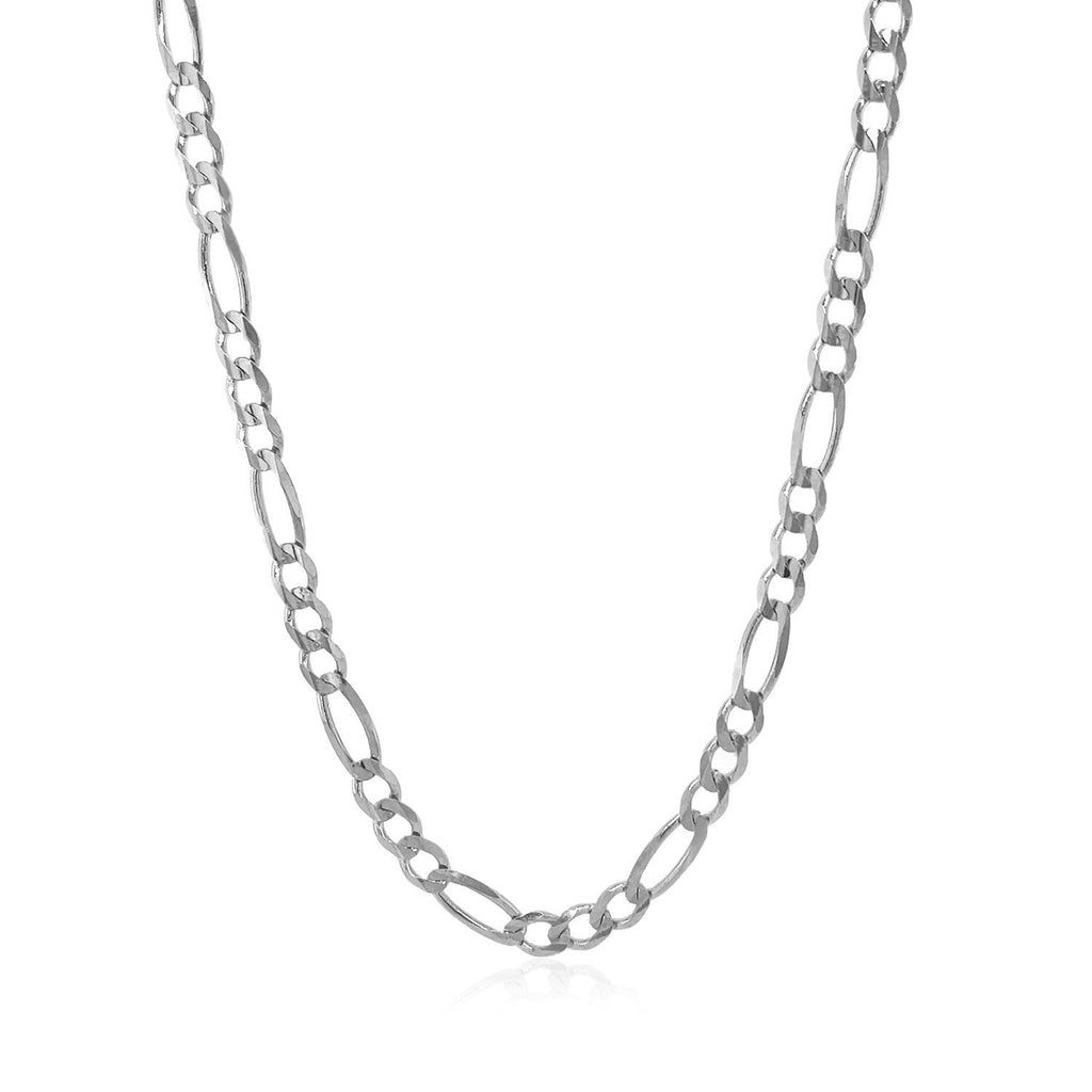 3.8mm 14k White Gold Solid Figaro Chain