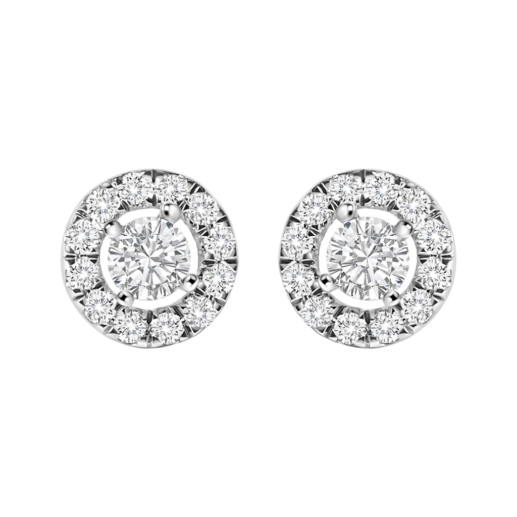 14K White Gold 3/4 Cttw Lab-Grown Diamond Floating Halo Stud Earring (F-G Color, VS1-VS2 Clarity)
