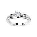 14K White Gold 1/2 Cttw Diamond Solitaire Pave Set Engagement Ring (G-H Color, VS2-SI1 Clarity) - Size 7