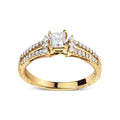 14K Yellow Gold Diamond 5/8 Cttw Princess Diamond Split Shank and Milgrain Engagement Ring (G-H Color, VS2-SI1 Clarity) - Size 7
