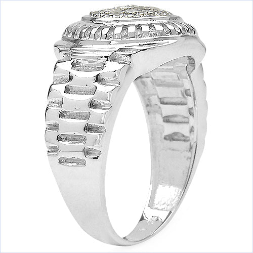 0.20 Carat Genuine White Diamond .925 Sterling Silver Ring