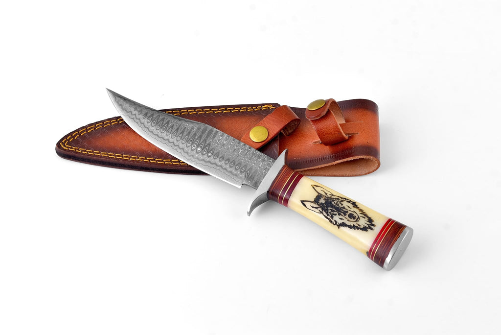 Wilderness Howl Damascus Steel Knife by Titan TK-062 (1)