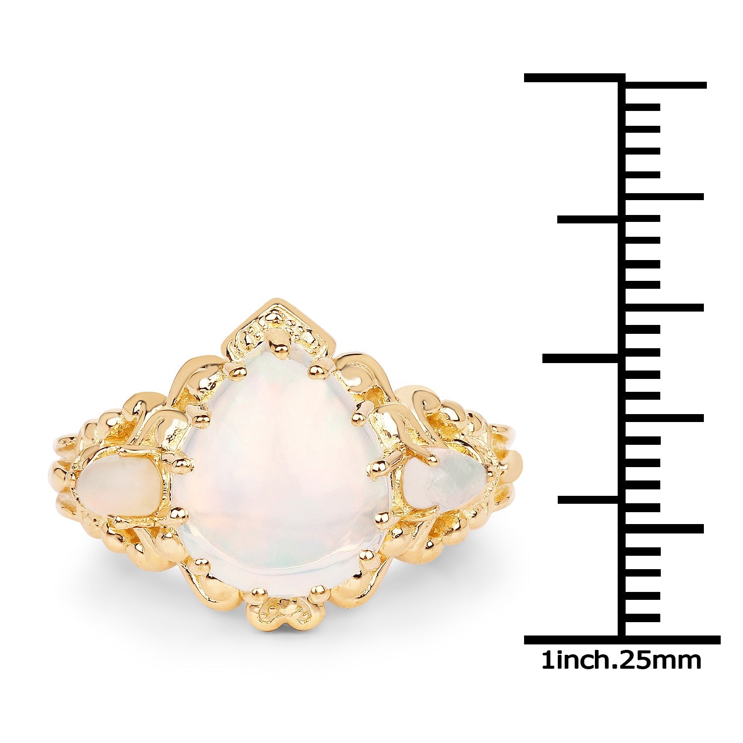 14K Yellow Gold Plated 3.26 Carat Genuine Ethiopian Opal .925 Sterling Silver Ring