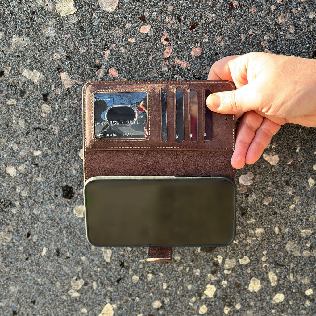 Vegas Premium Leather iPhone 15 Pro Wallet Case with MagSafe | Detachable RFID Blocking Luxury Wallet