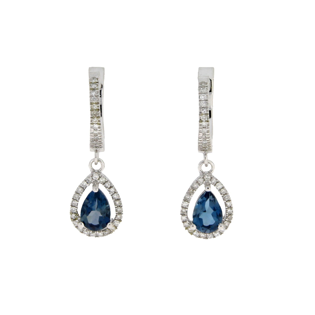 .88ct London Blue Topaz Dangle Earrings 14KT White Gold