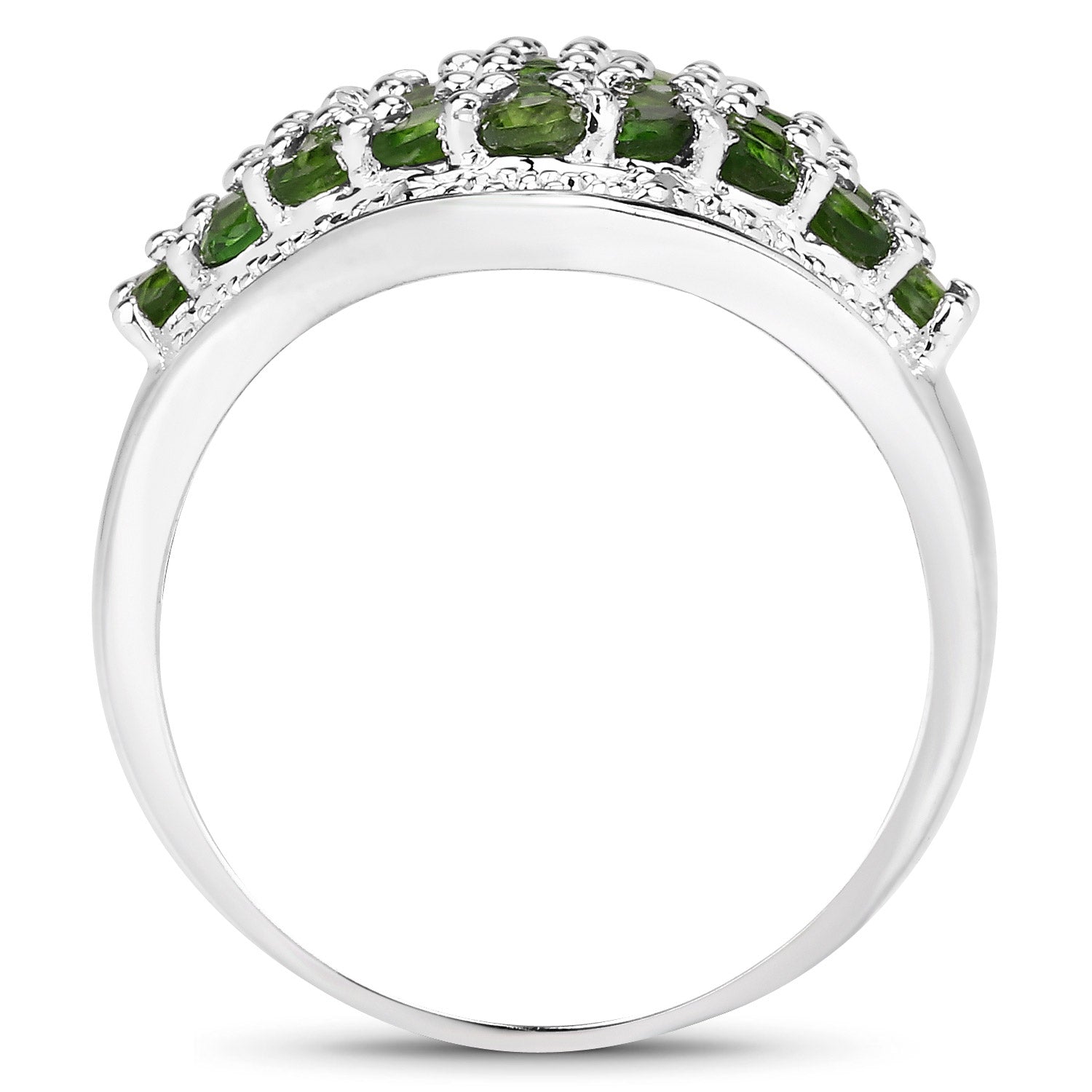 2.41 Carat Genuine Chrome Diopside and White Topaz .925 Sterling Silver Ring
