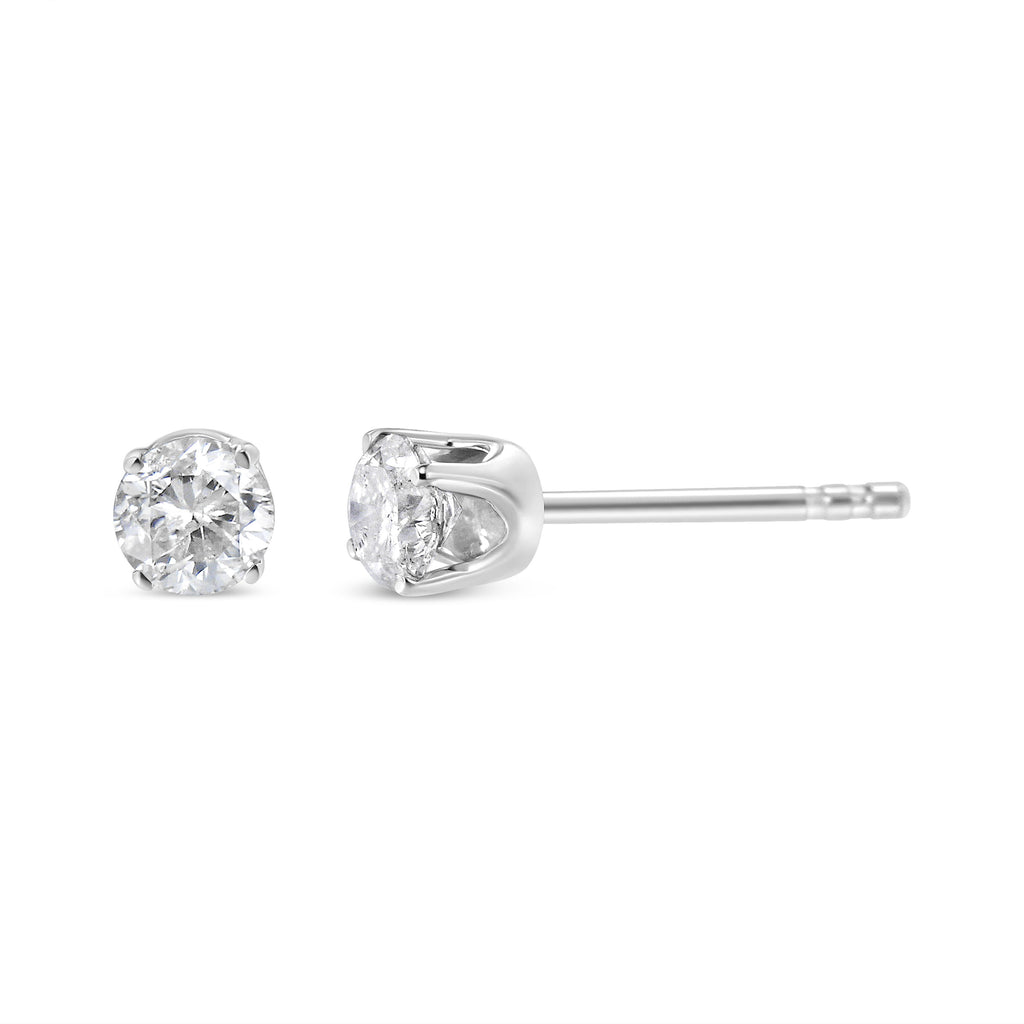 14K White Gold 5/8 Cttw Round Brilliant-Cut Lab Grown Diamond Classic 4-Prong Push back Stud Earrings (F-G Color, VS1-VS2 Clarity)