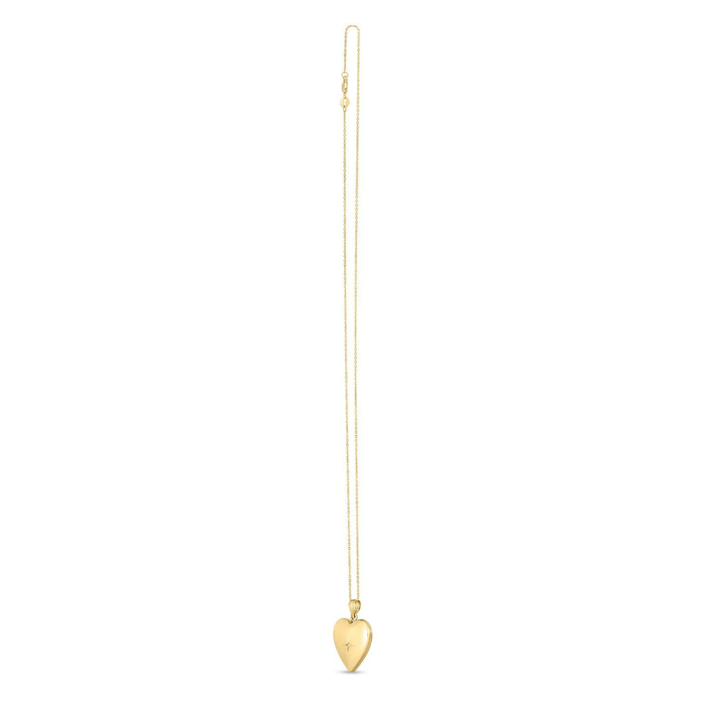 14k Yellow Gold Diamond Heart Locket Necklace